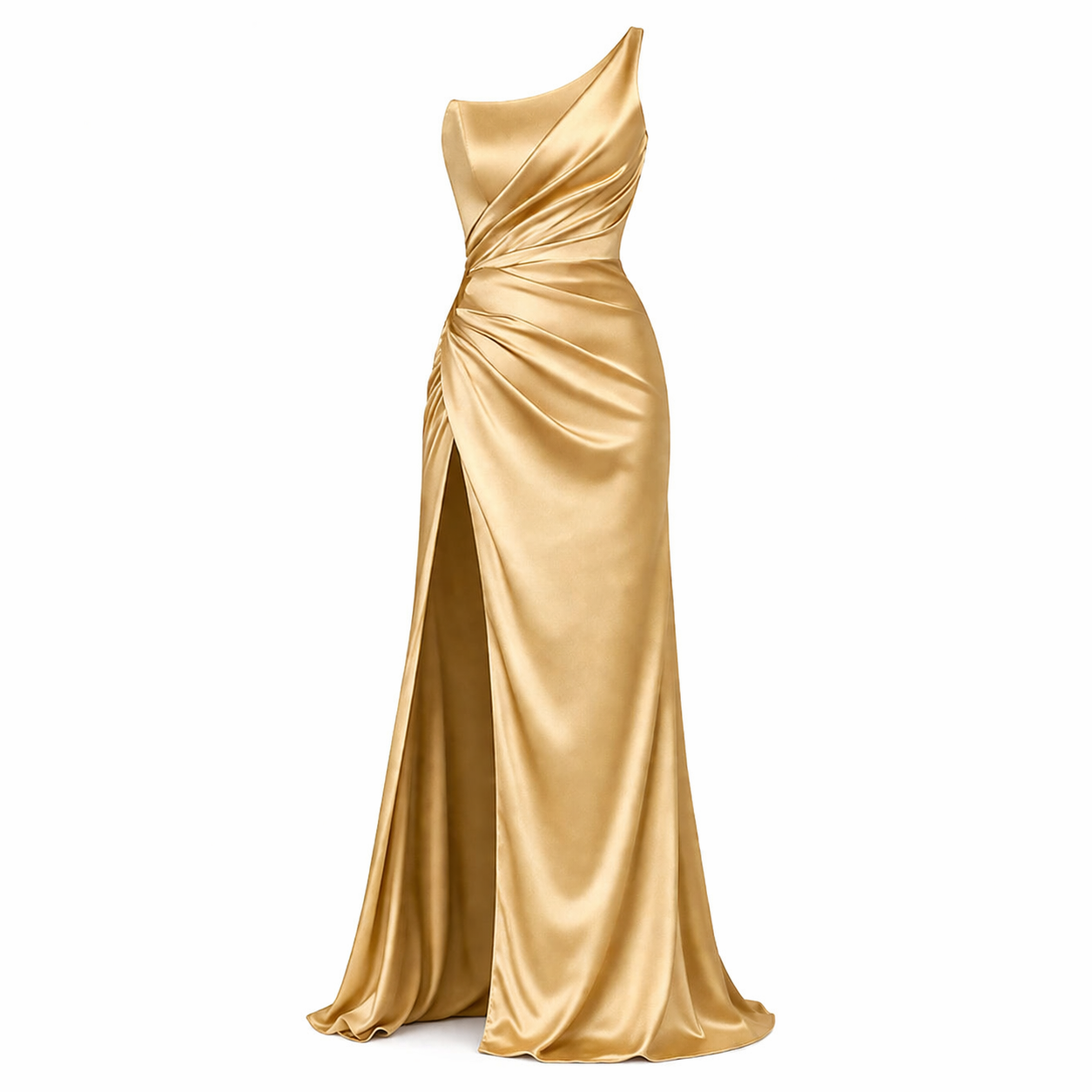 Satin Dress Asymmetrical Long Length