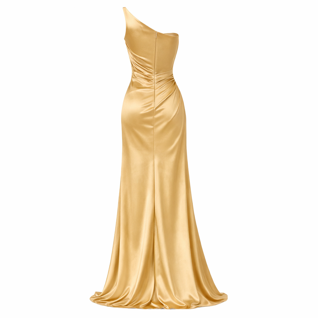 Satin Dress Asymmetrical Long Length