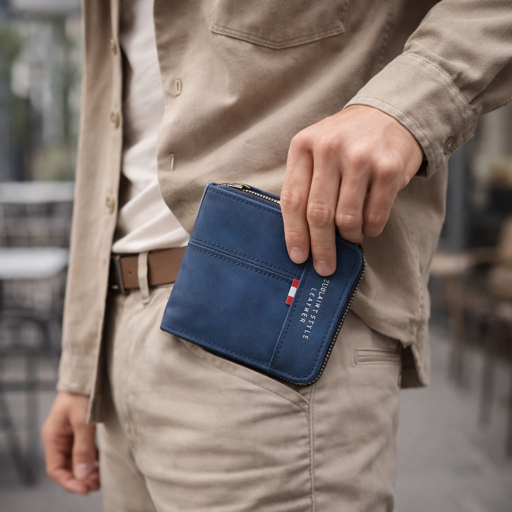 Men's Wallet | Slim Zip, Minimalist Design | Compact Storage