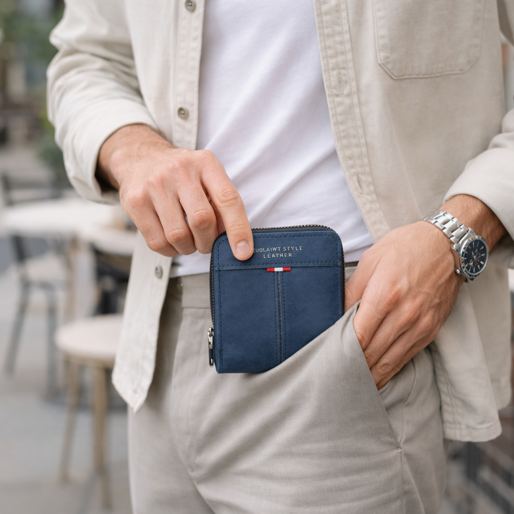 Men's Wallet | Slim Zip, Minimalist Design | Compact Storage