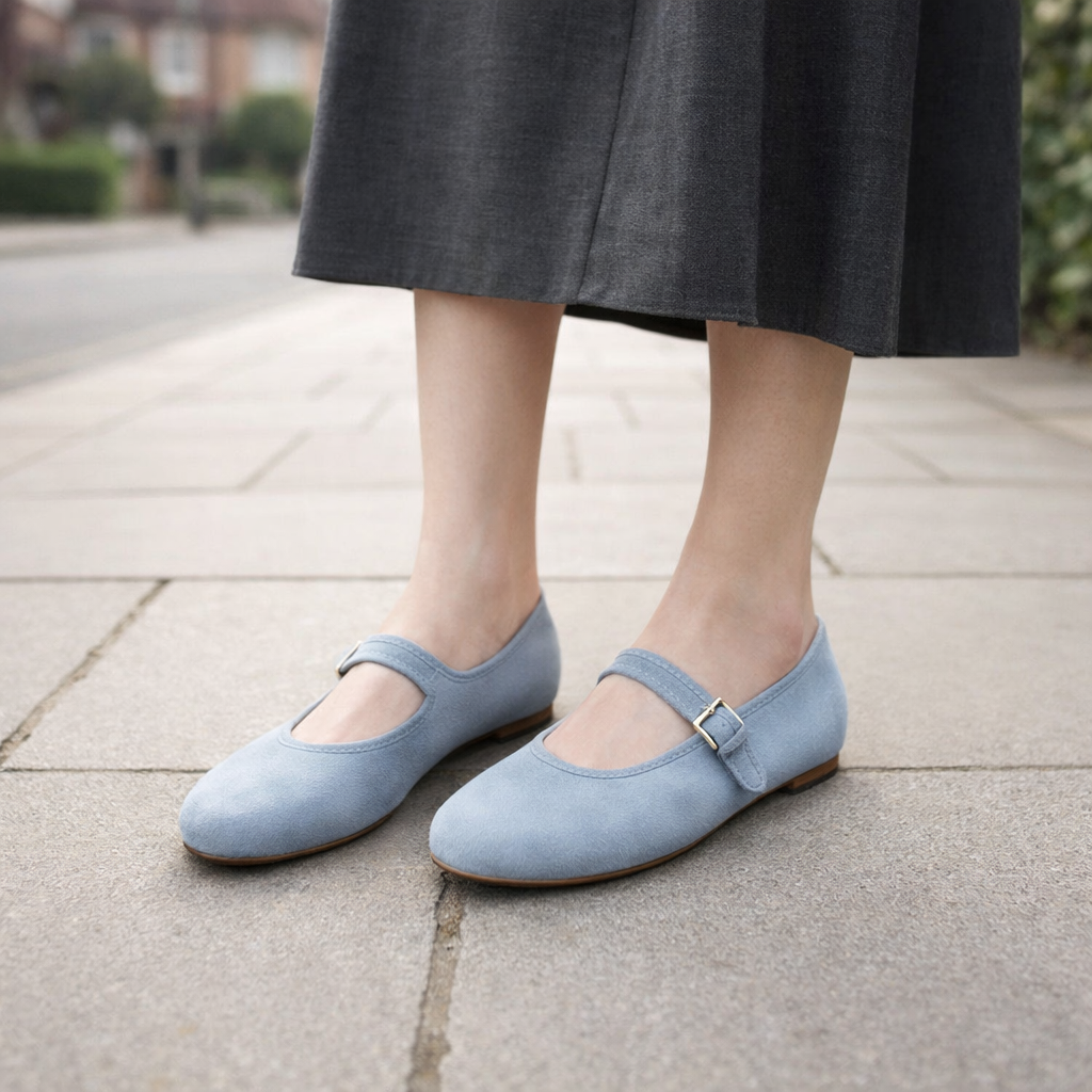 Women's Ballet Flats | Suede | Adjustable Strap, Comfortable Fit