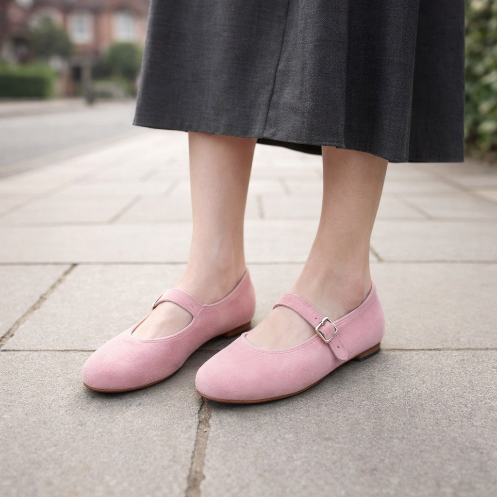 Women's Ballet Flats | Suede | Adjustable Strap, Comfortable Fit