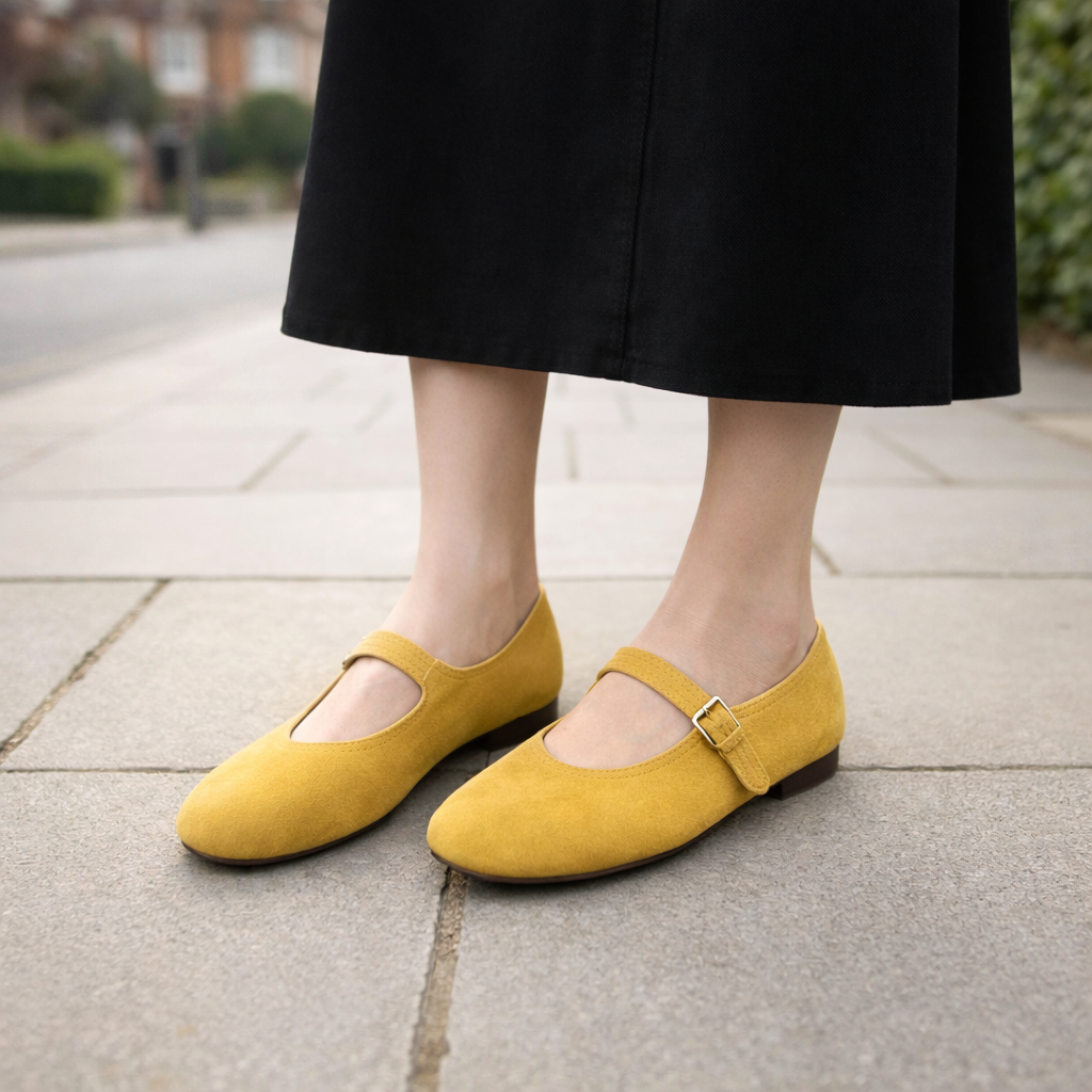 Women's Ballet Flats | Suede | Adjustable Strap, Comfortable Fit