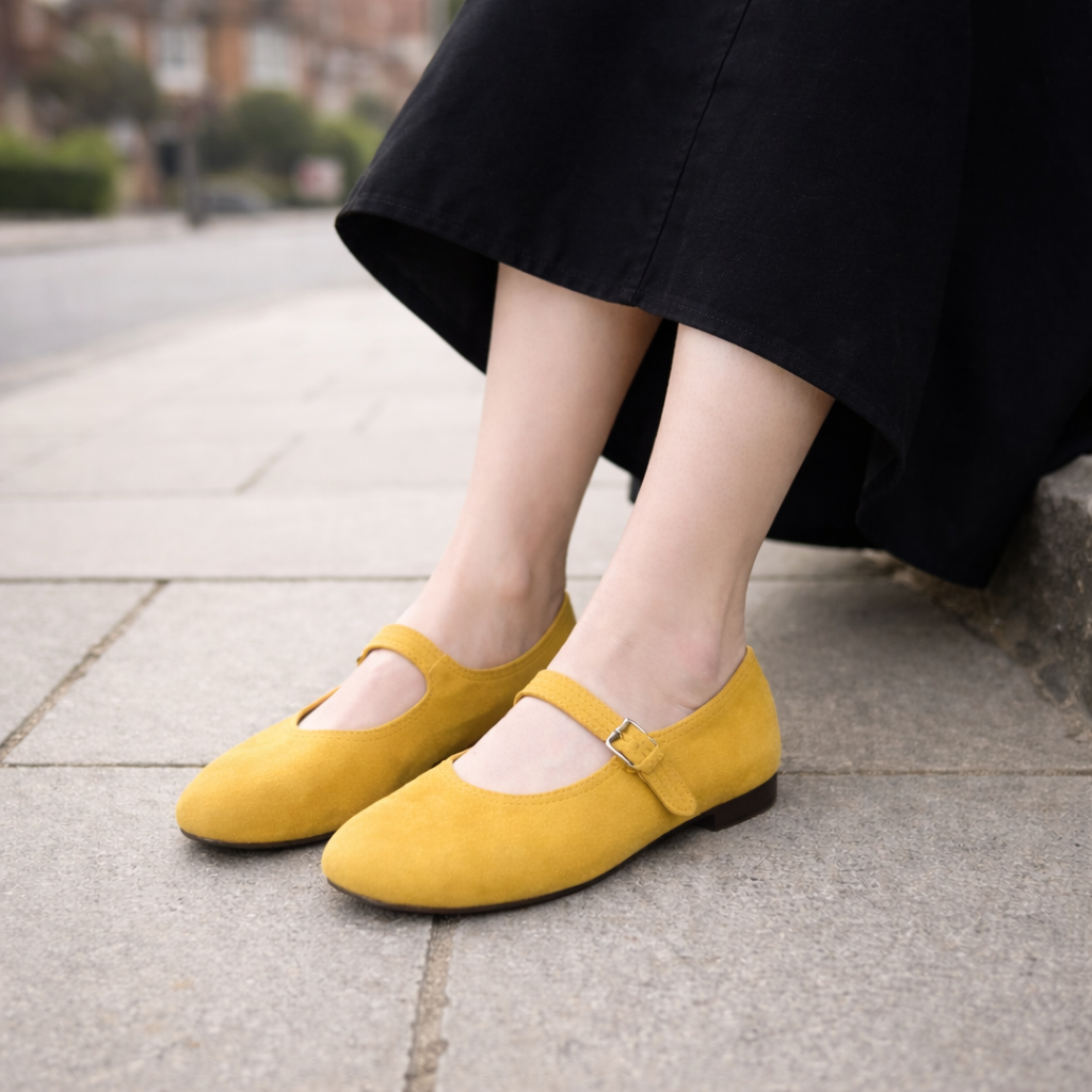 Women's Ballet Flats | Suede | Adjustable Strap, Comfortable Fit