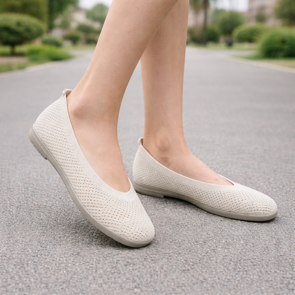 Womens Ballet Flats | Breathable Mesh, Square Toe | Comfort Casual