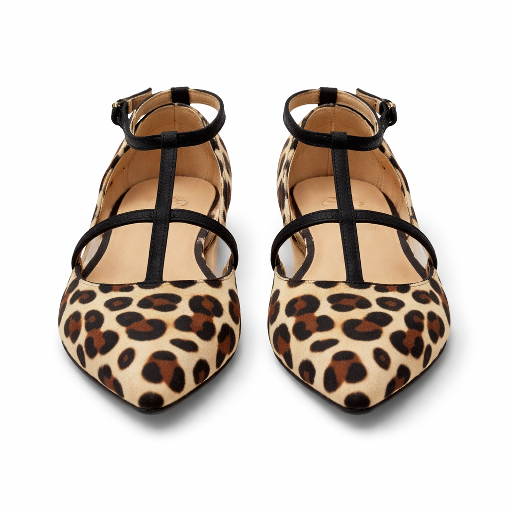 Women’s Ballet Flats | Animal Print, Adjustable Straps | Secure Fit