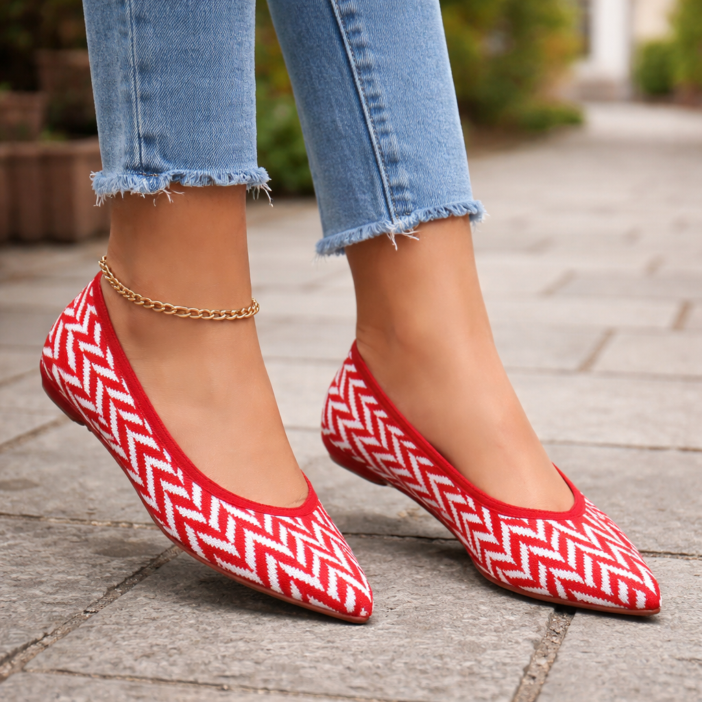 Women's Ballet Flats | Zigzag Pattern, Soft Insole | Everyday Comfort