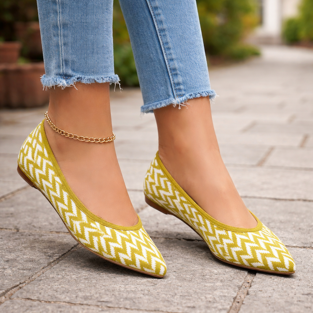 Women's Ballet Flats | Zigzag Pattern, Soft Insole | Everyday Comfort