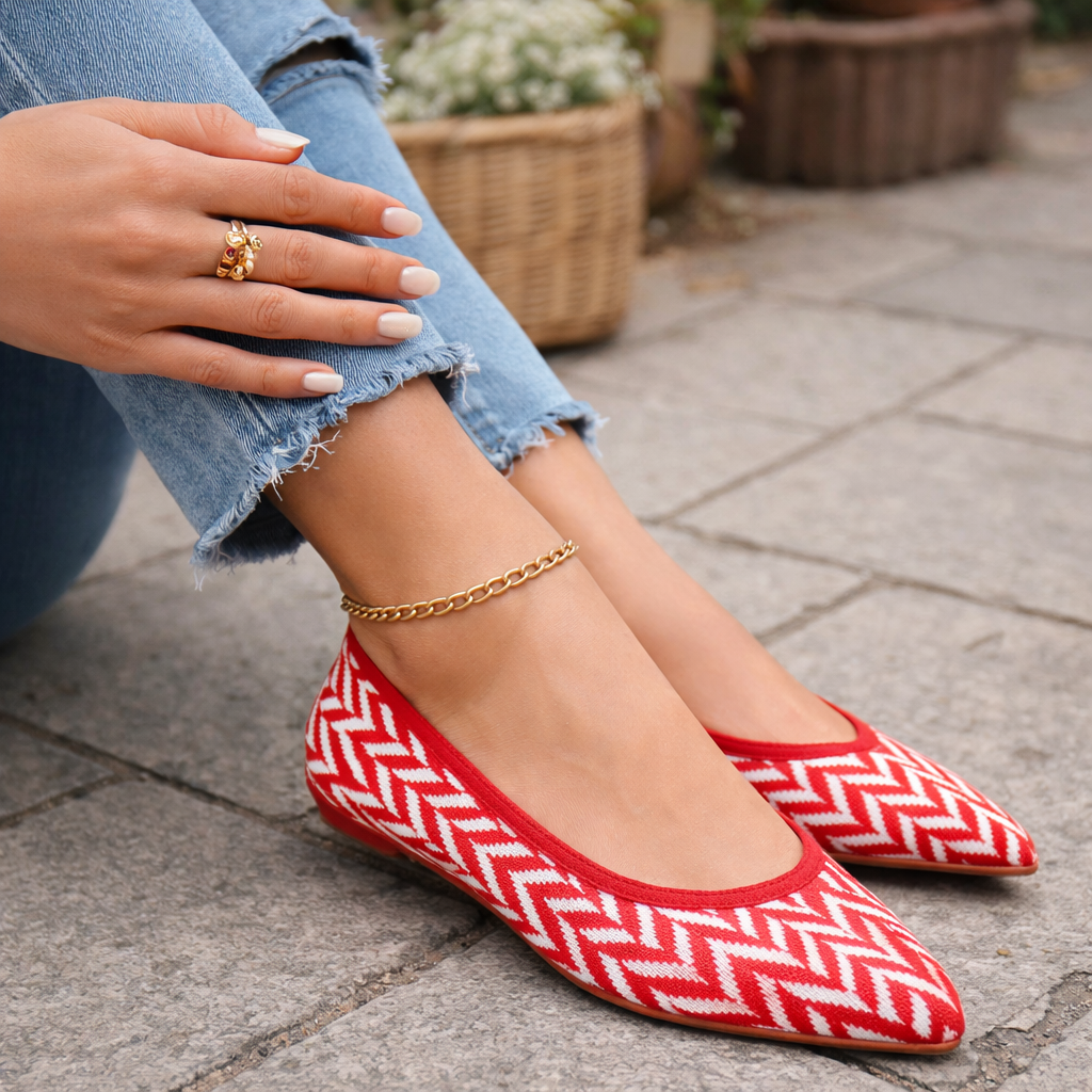Women's Ballet Flats | Zigzag Pattern, Soft Insole | Everyday Comfort