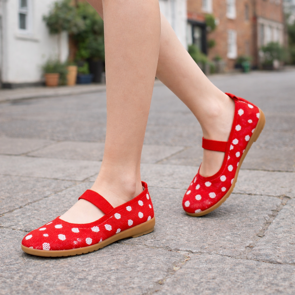 Women's Mary Jane Flats | Polka Dot | Chic Casual Style