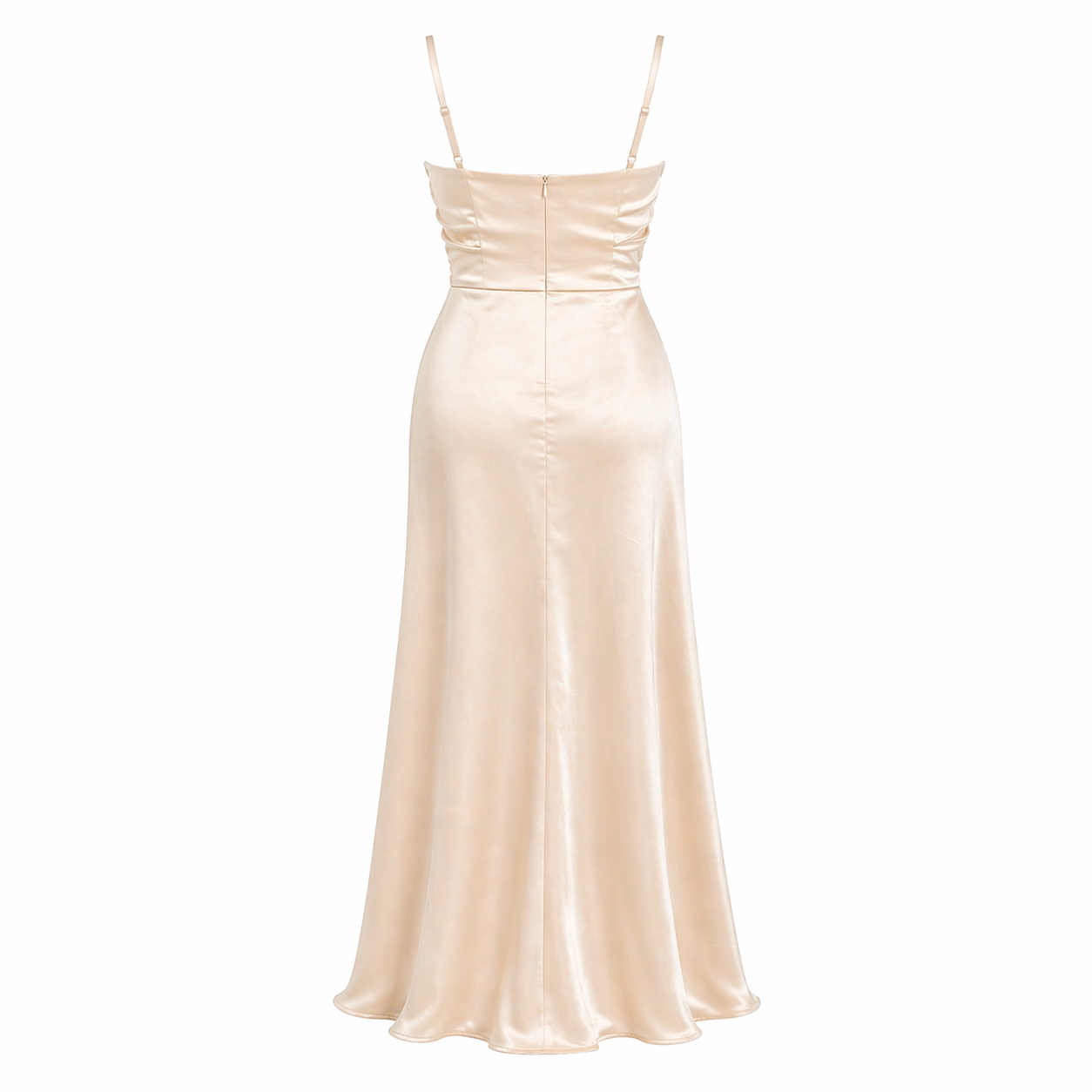 Women's Satin Maxi Dress | Draped V Neck, Side Slit