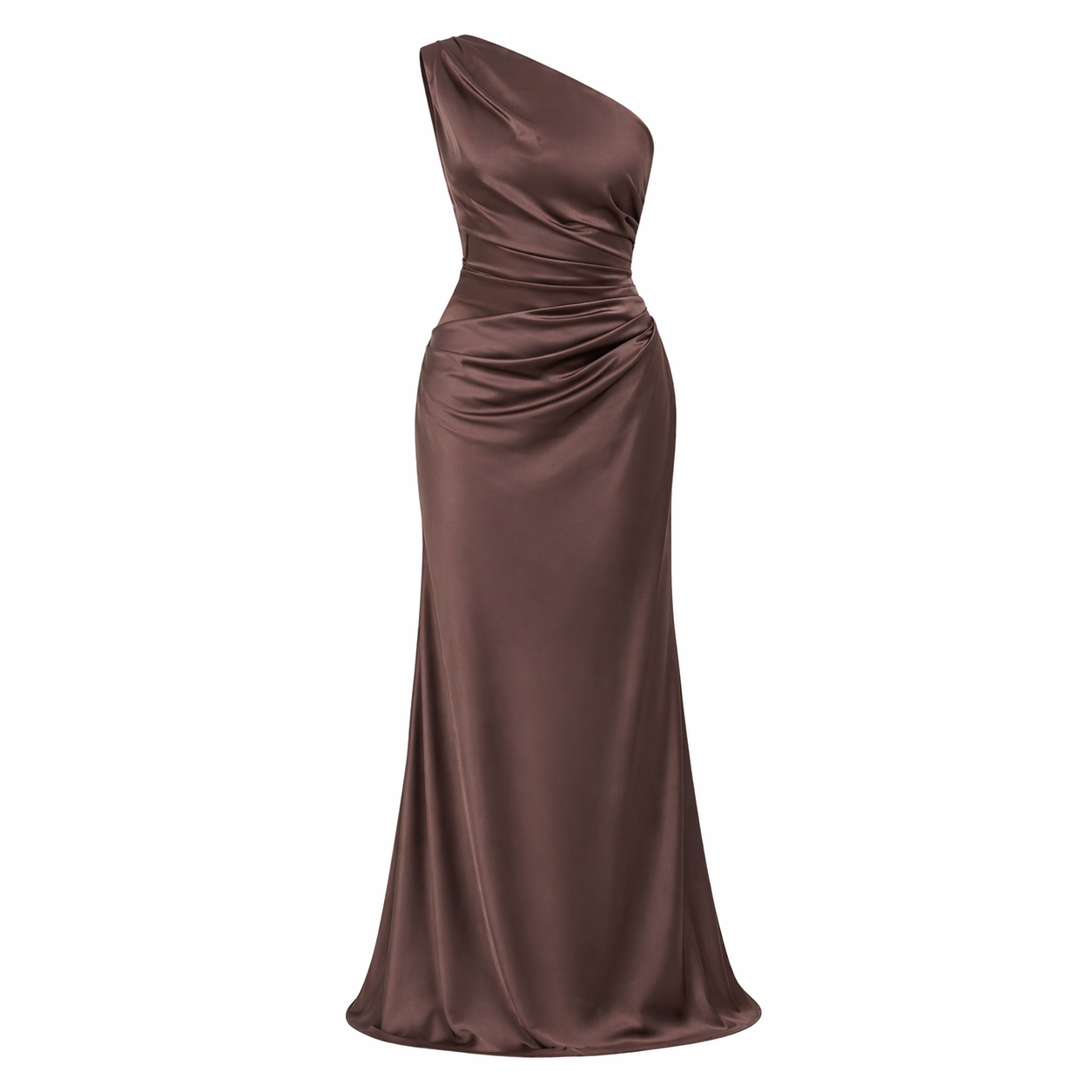 Women's Maxi Dress One-Shoulder Satin-Finish