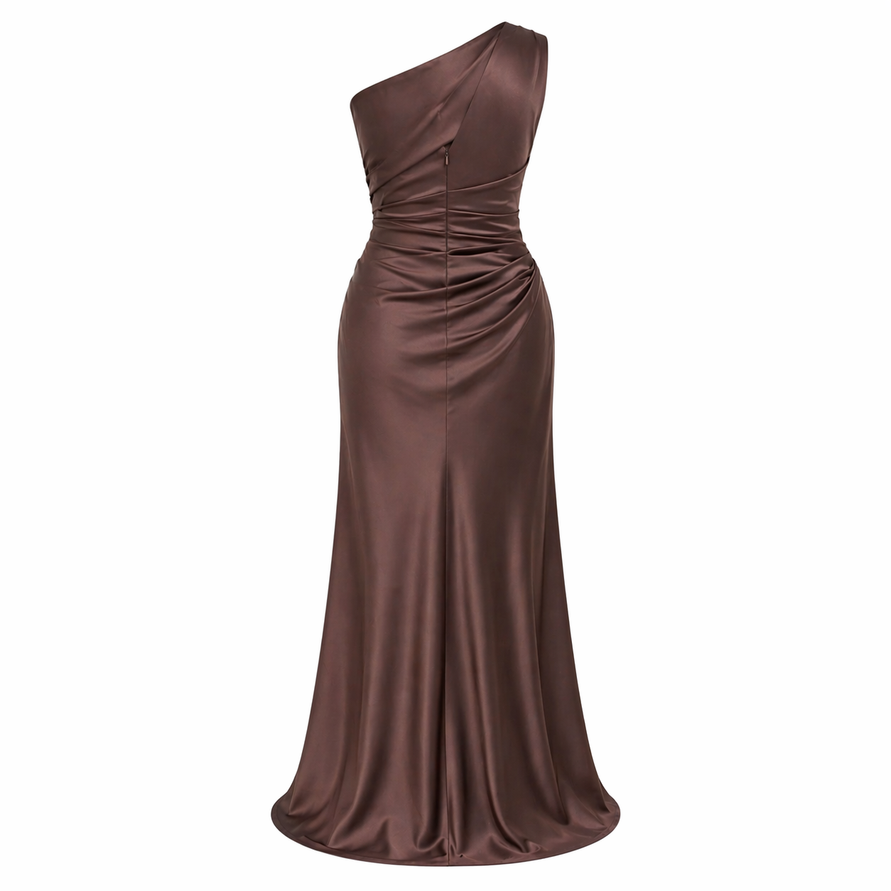 Women's Maxi Dress One-Shoulder Satin-Finish
