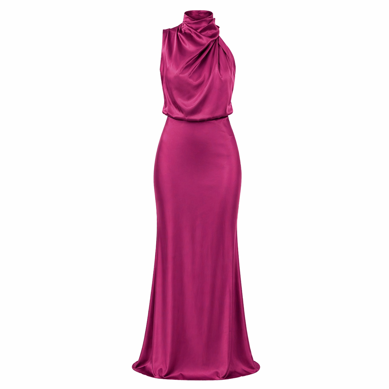 Satin Dress | Halter Neckline, Elegant Fabric