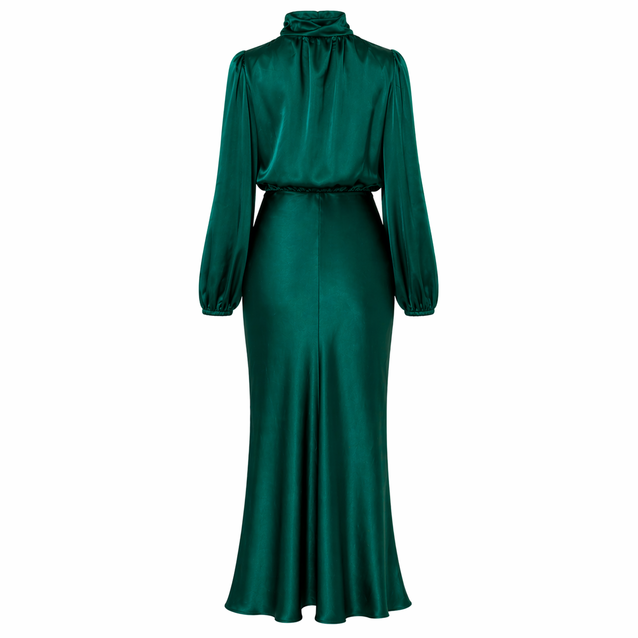 Satin Maxi Dress | Effortless Elegance | High Neckline, Long Sleeves