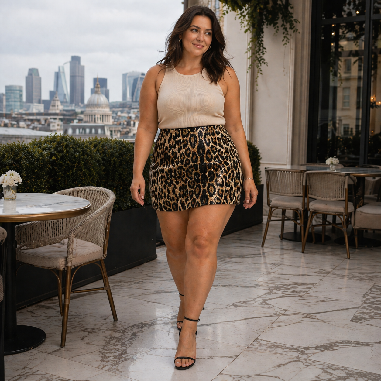 Minifalda | Estampado Leopardo, Lentejuelas | Cintura Alta