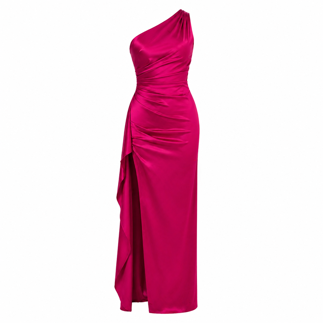 Evening Dress | Asymmetrical Satin, Slit Detail | Women's Formal Wear