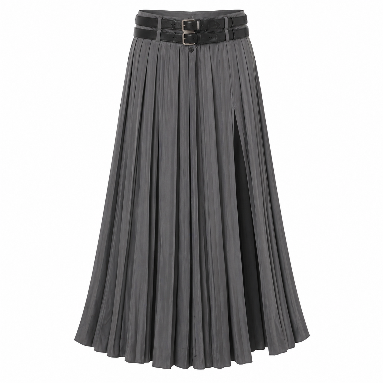 Maxi Skirt | Pleated, Split | Regular Fabric