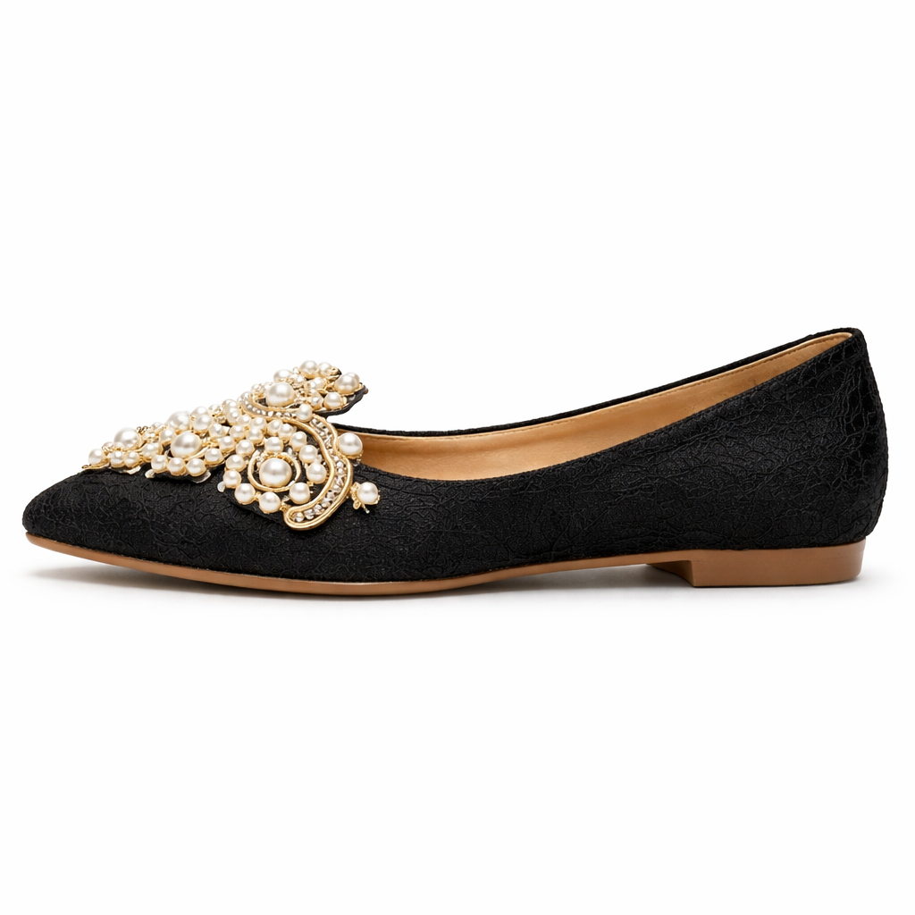 Women's Ballet Flats | Pearl Detail, Elegant Slip-On Comfort