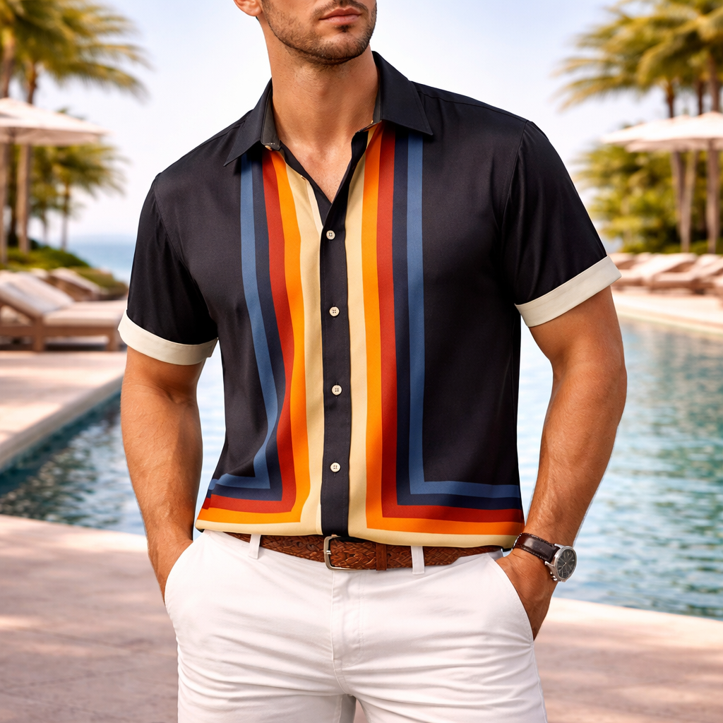 Retro Men's Short Sleeve Button Shirt | Casual Fit | Stylish