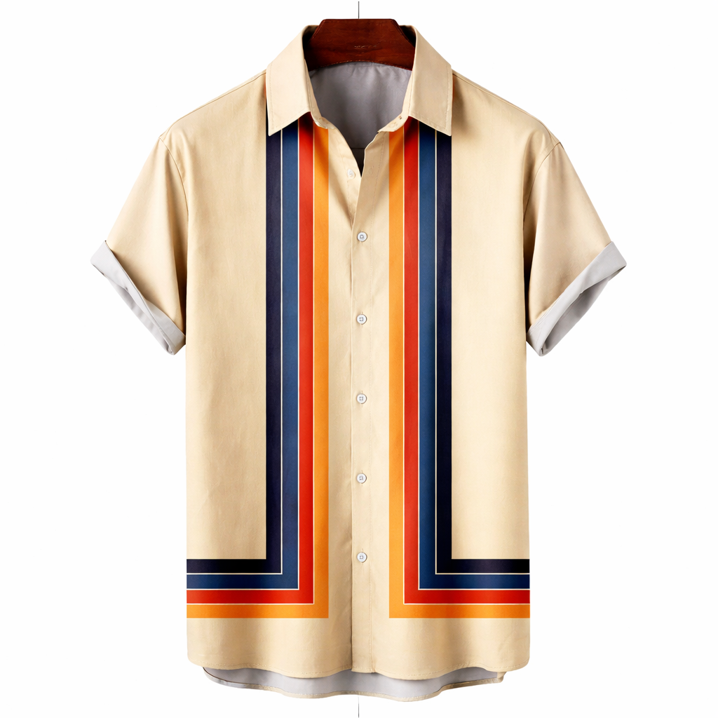 Retro Men's Short Sleeve Button Shirt | Casual Fit | Stylish