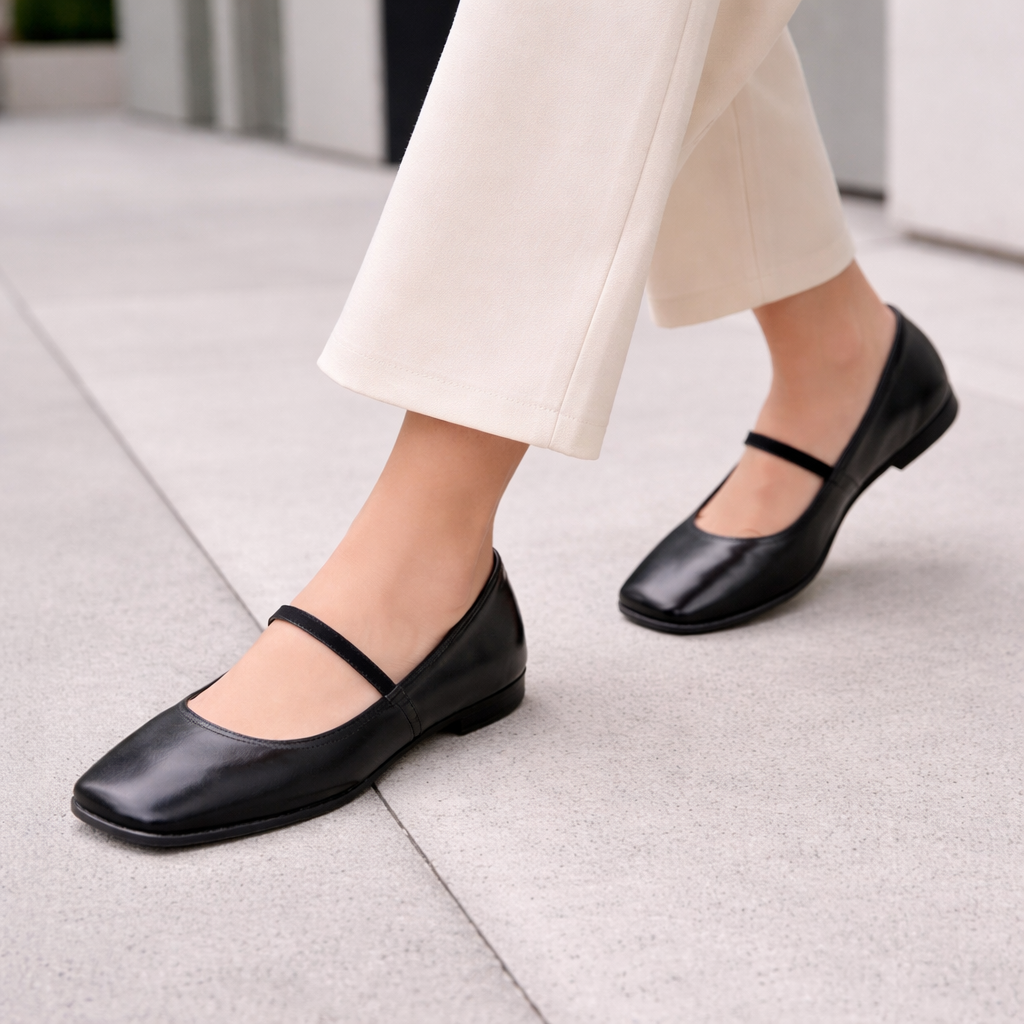 Women's Ballet Flats | Square Toe | Metallic Finish, Slip On Comfort