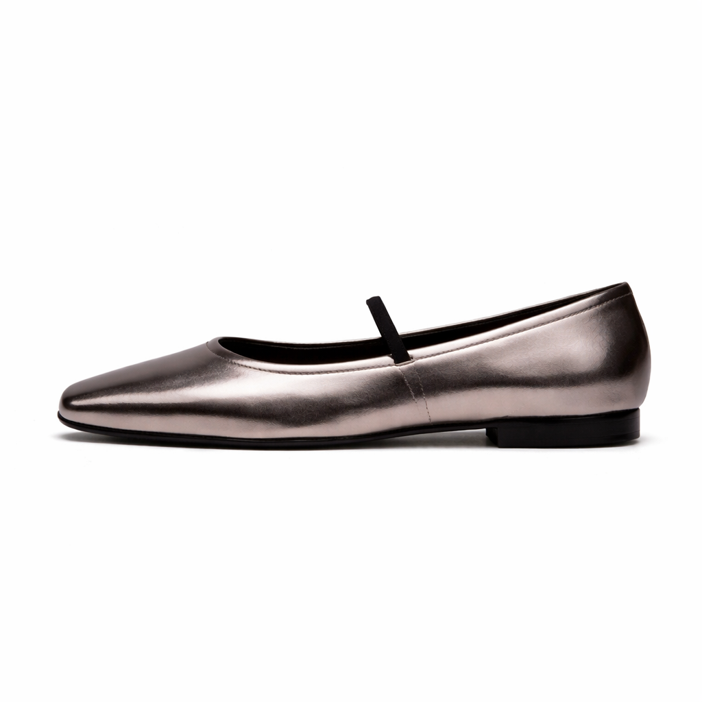 Women's Ballet Flats | Square Toe | Metallic Finish, Slip On Comfort
