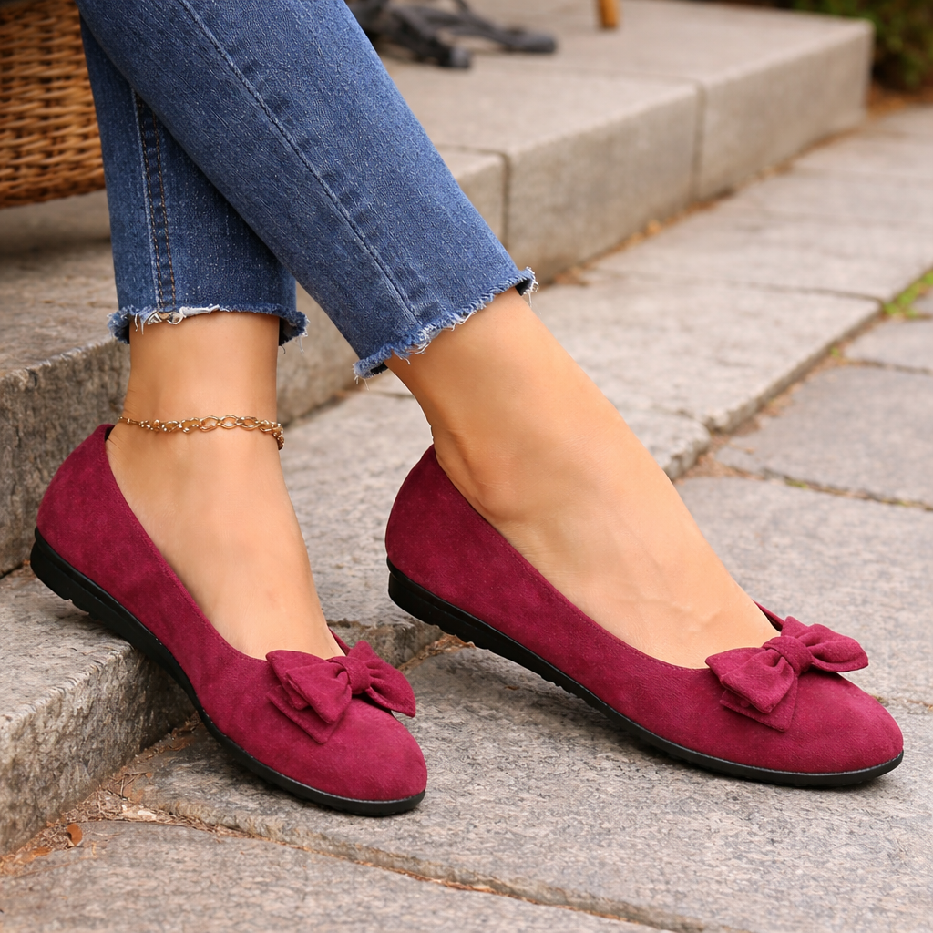 Women's Ballet Flats | Bow Detail, Elegant Style | Slip On Shoes