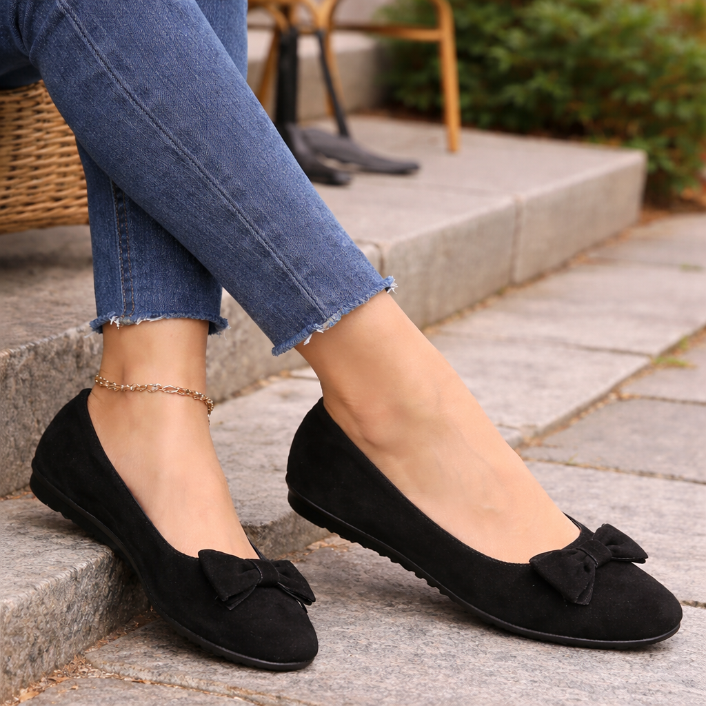 Women's Ballet Flats | Bow Detail, Elegant Style | Slip On Shoes