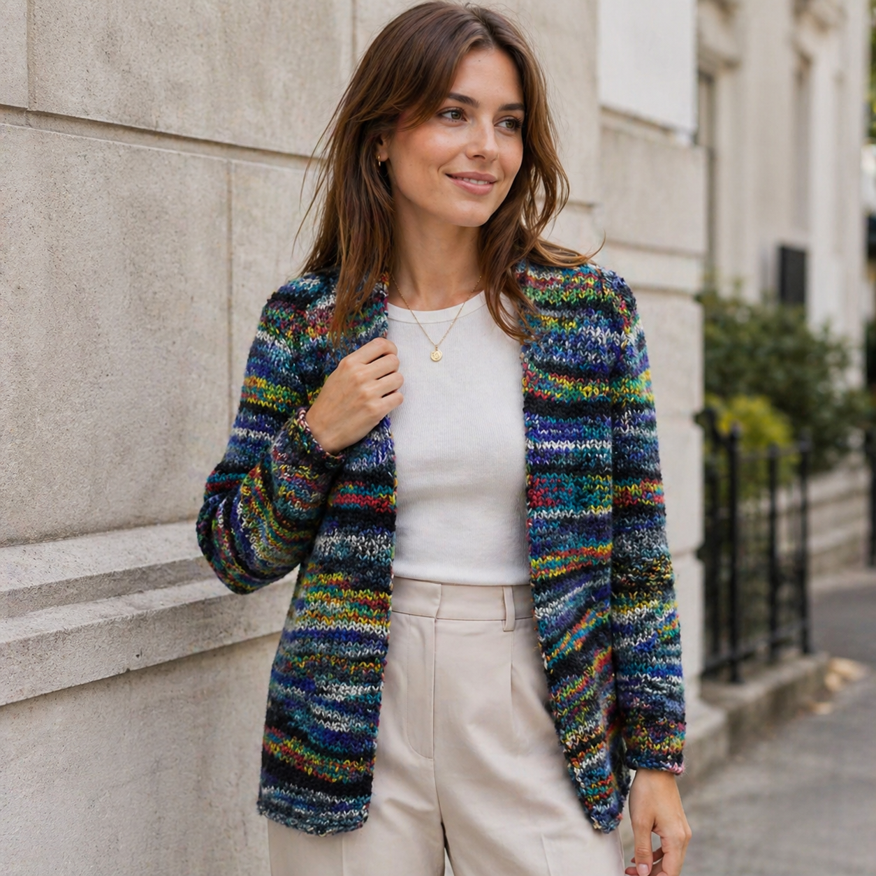Women's Multicolour Cardigan – Elegant Everyday Layer