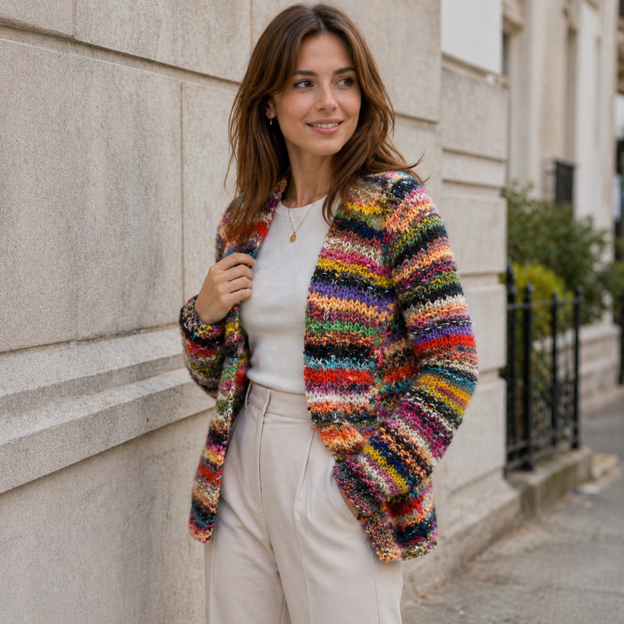 Women's Multicolour Cardigan – Elegant Everyday Layer