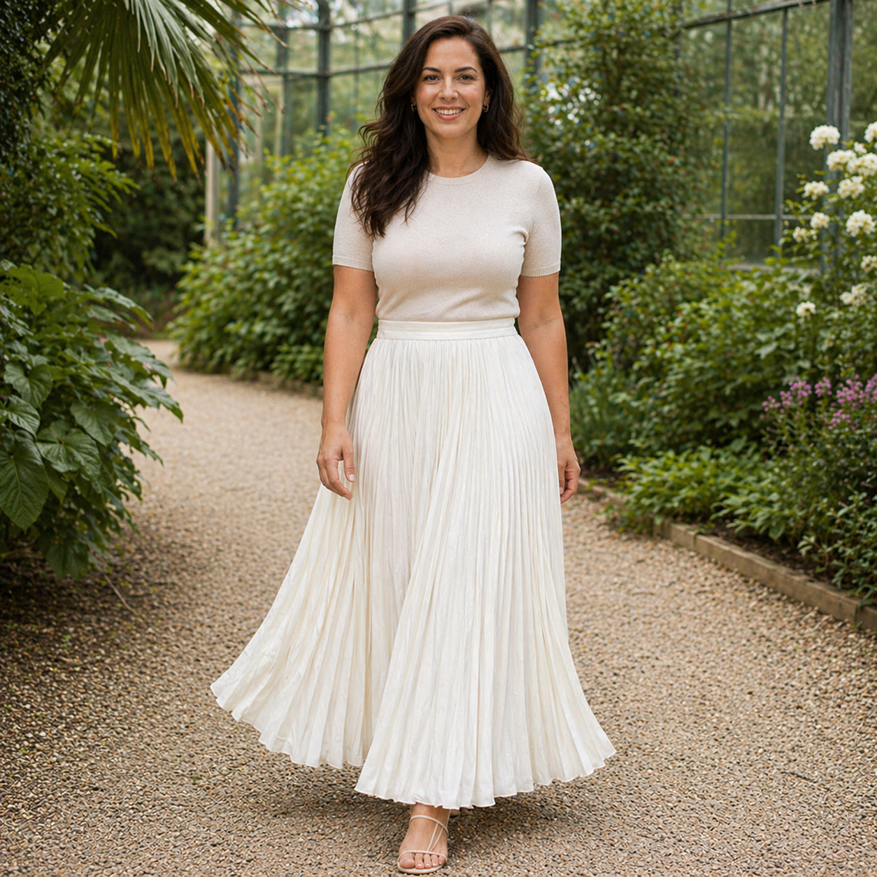 Maxi Skirt | White Pleated Design
