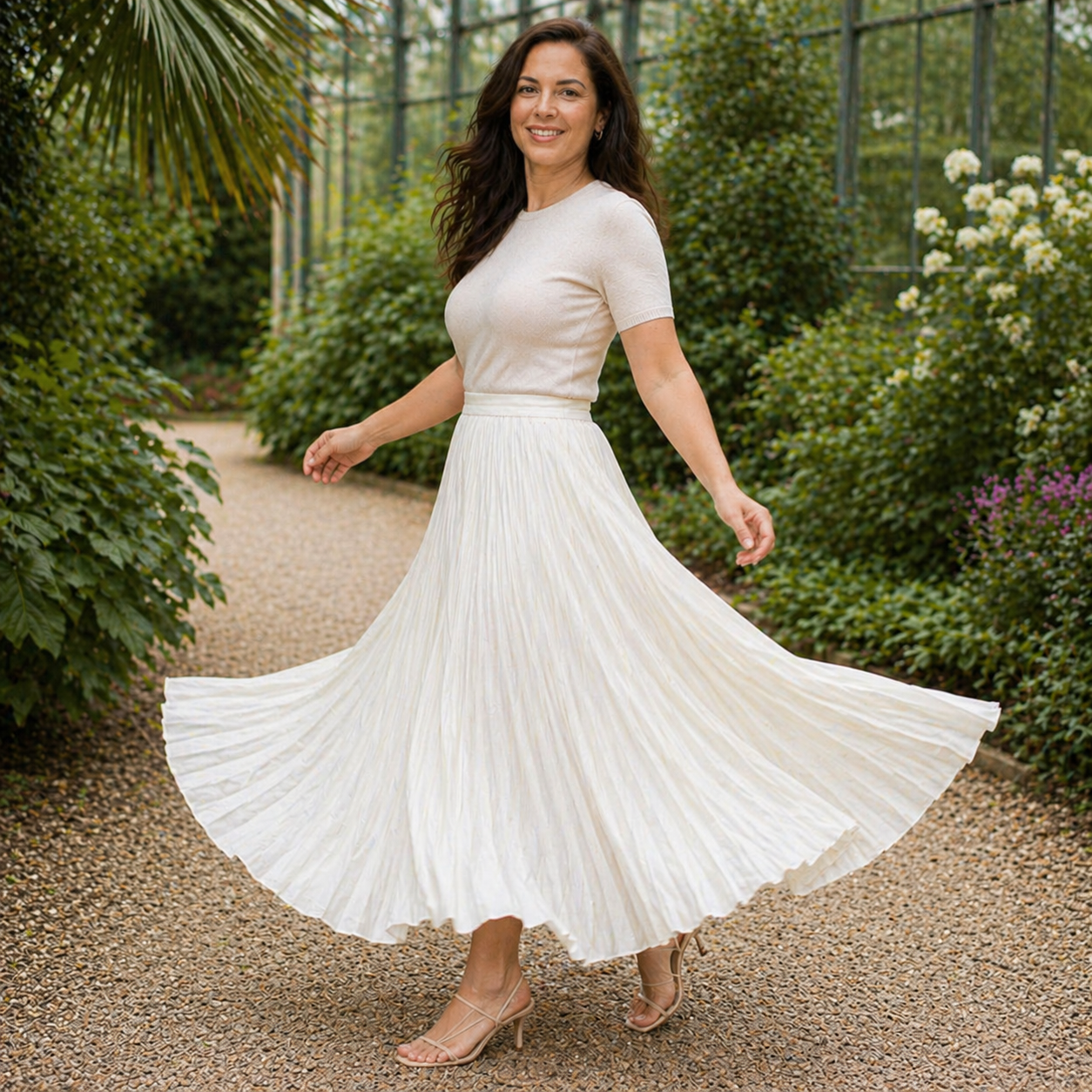 Maxi Skirt | White Pleated Design