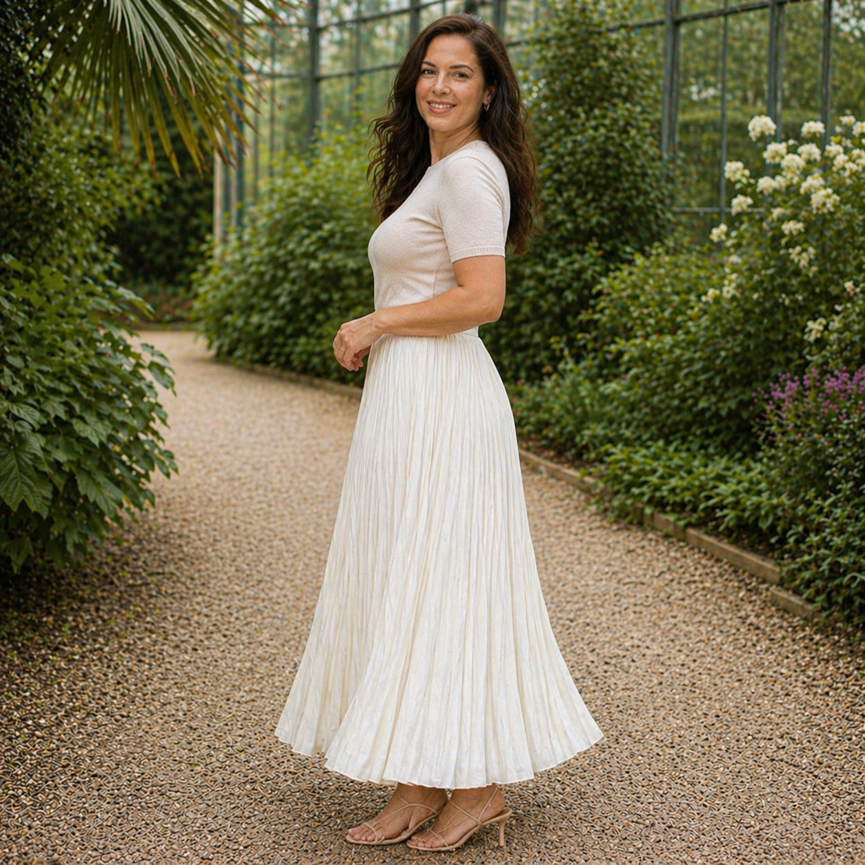 Maxi Skirt | White Pleated Design