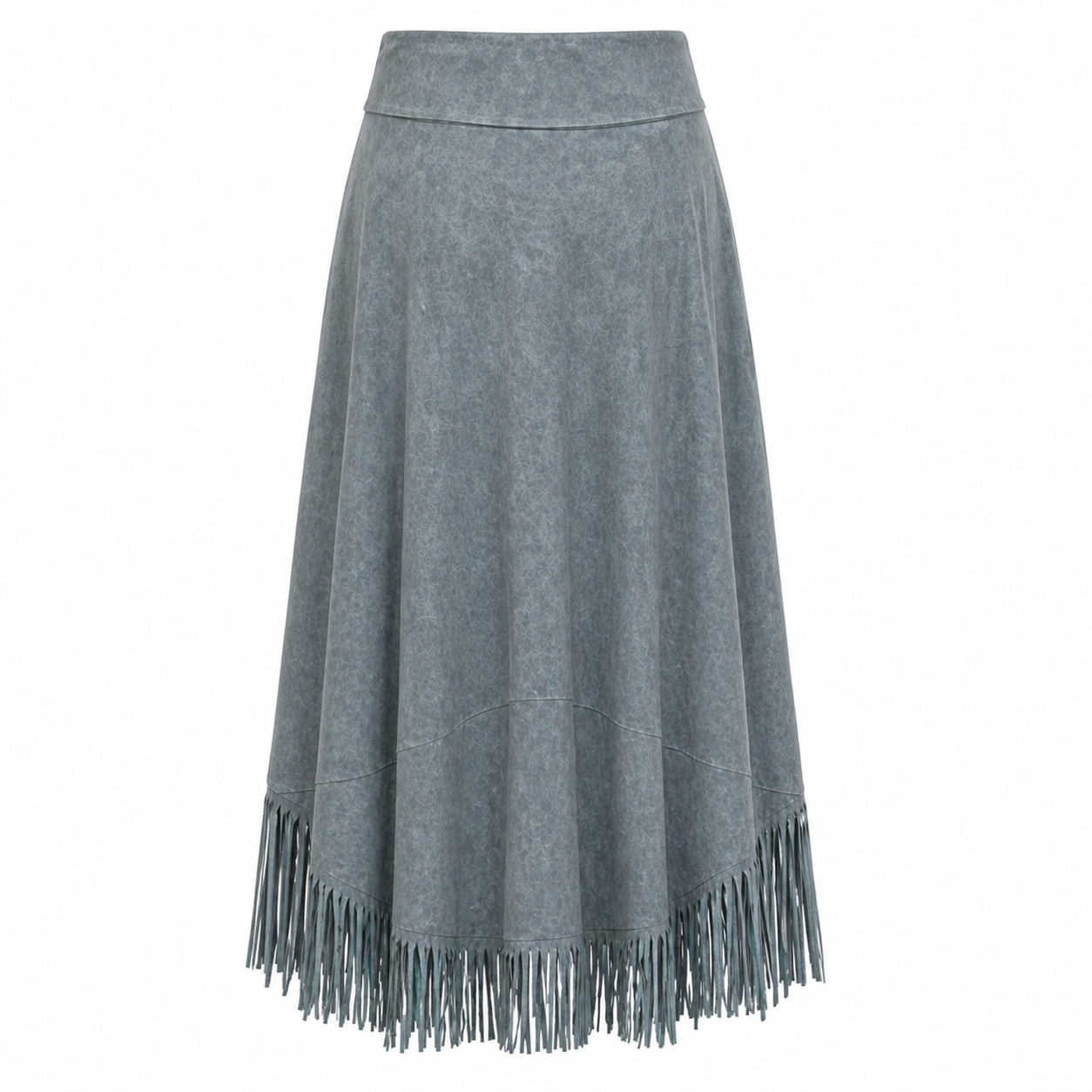 A-Line Maxi Fringe Skirt | Gray | Bohemian Elegance