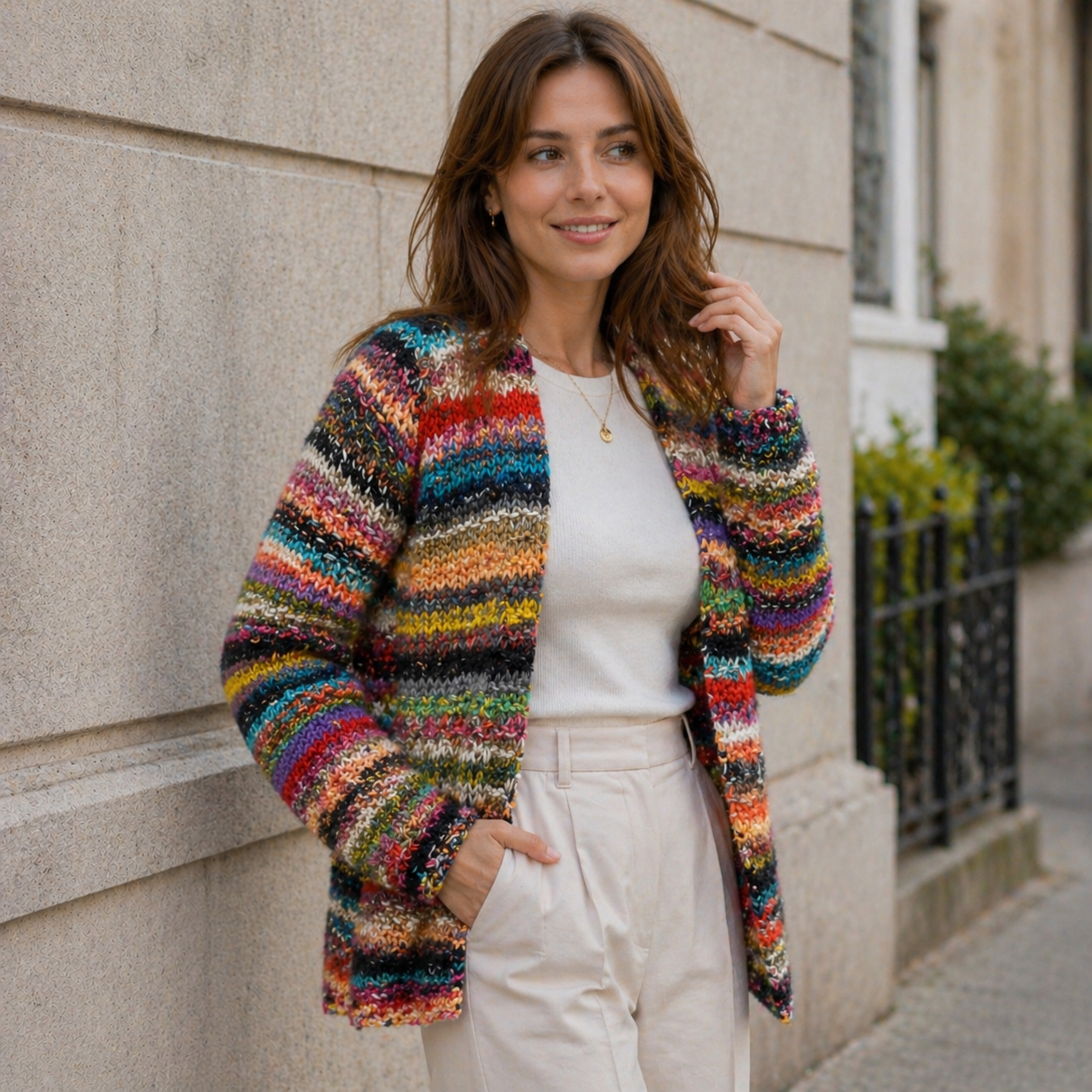Women's Multicolour Cardigan – Elegant Everyday Layer