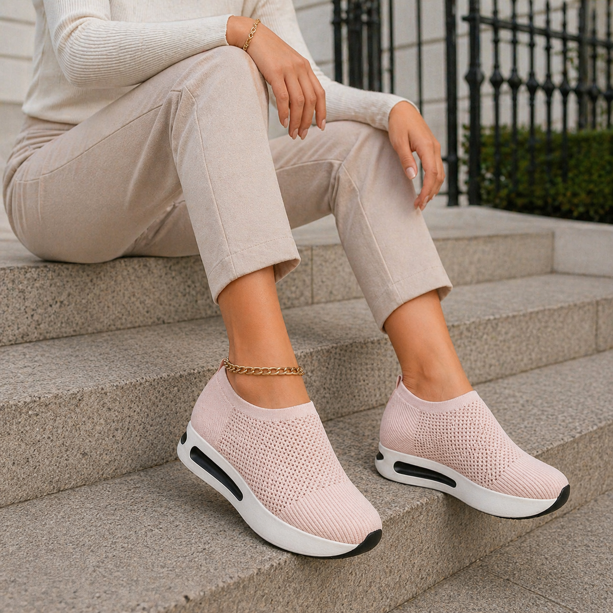 Women's Breathable Wedge Sneakers | Elegant, Comfortable