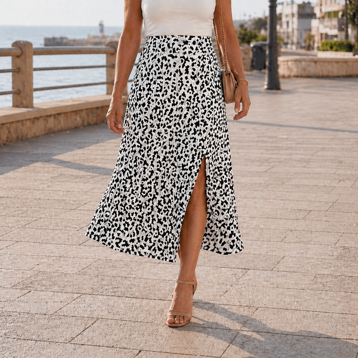 Maxi Skirt | Unique Leopard Print | High Slit