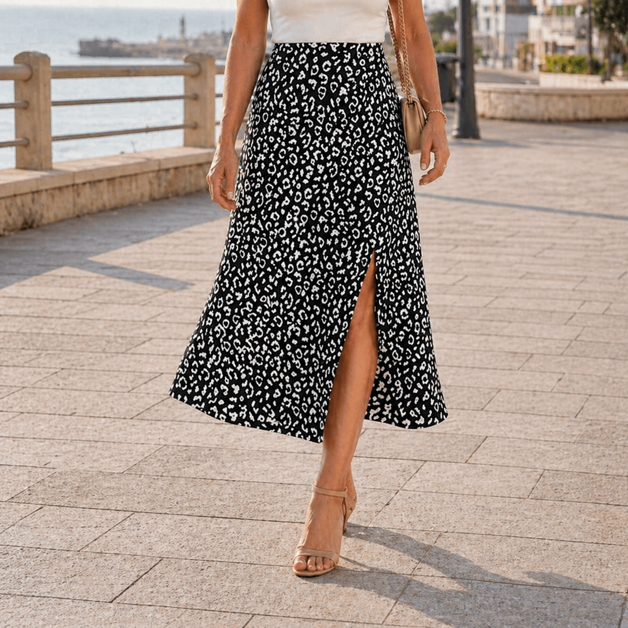 Maxi Skirt | Unique Leopard Print | High Slit