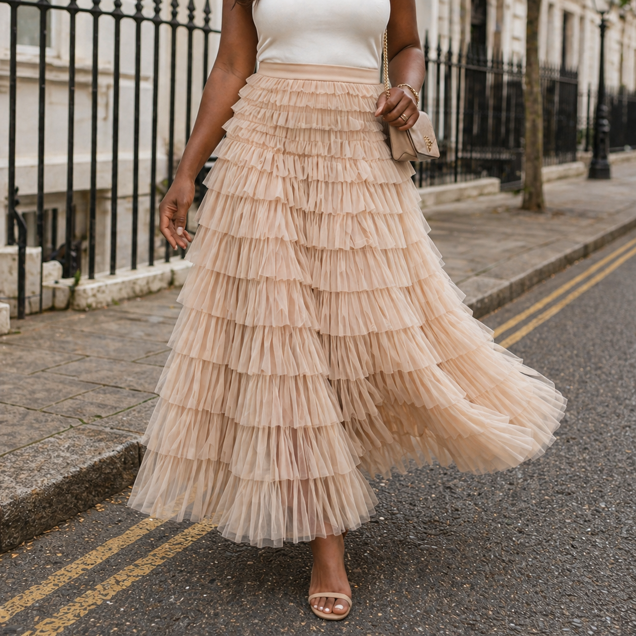 Maxi Skirt Romantic Tulle Elegant Design
