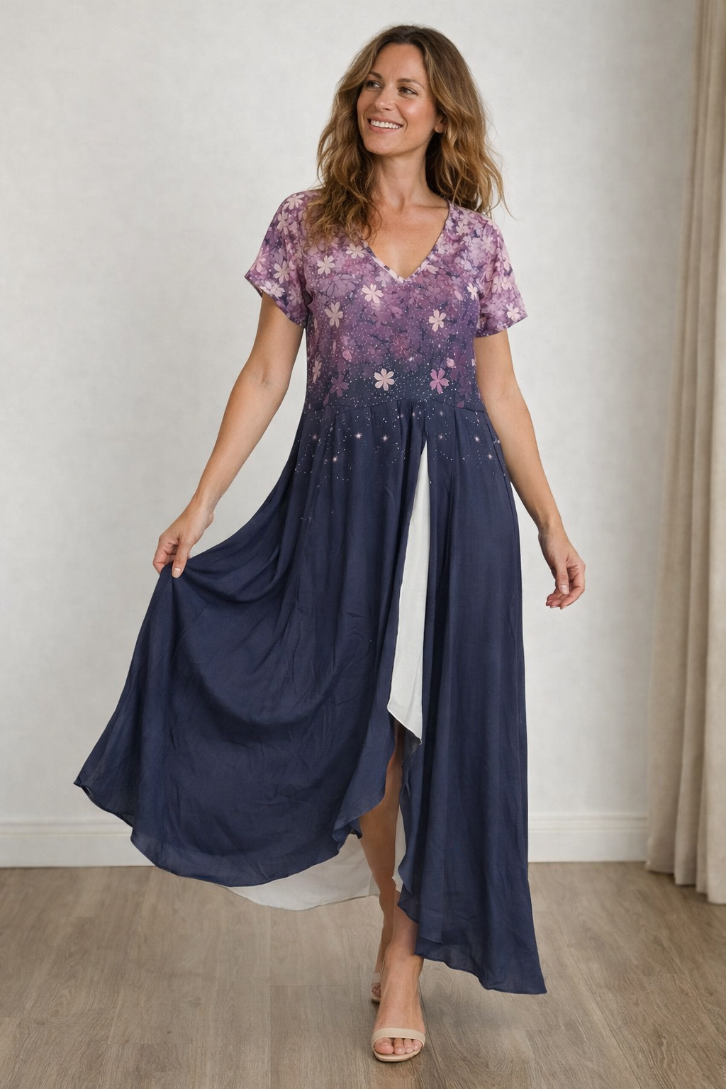 Summer Wrap Dress | Floral Print, Loose Fit | Multi-Color