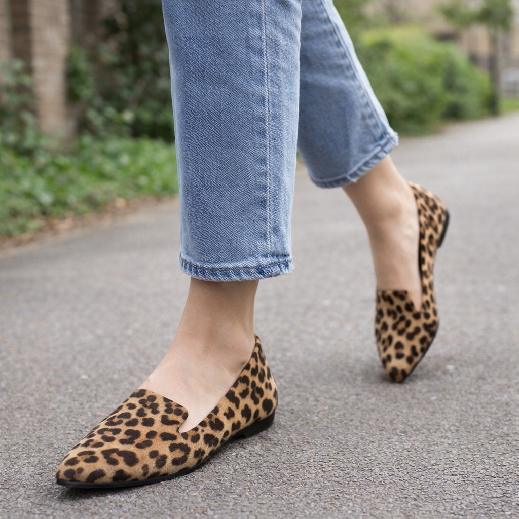 Women's Ballerina Flats | Leopard Print, Pointed Toe | Slip On Comfort