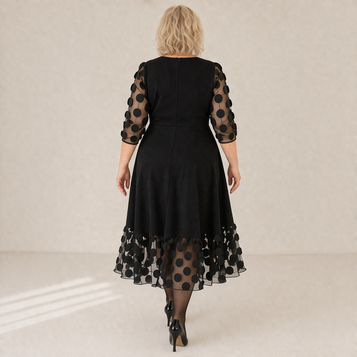 Plus Size Dress Women's Polka Dot Flared Fit Casual Modern Style