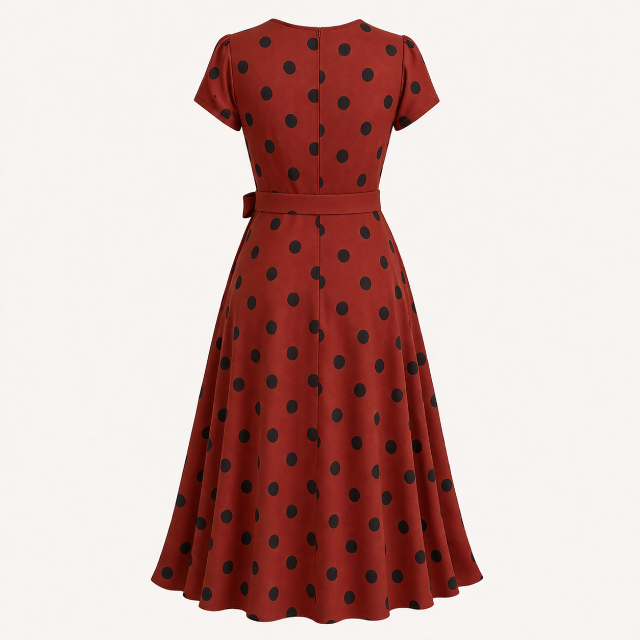 Women's Midi Dress Polka Dot Waist Tie Casual Flowy Style