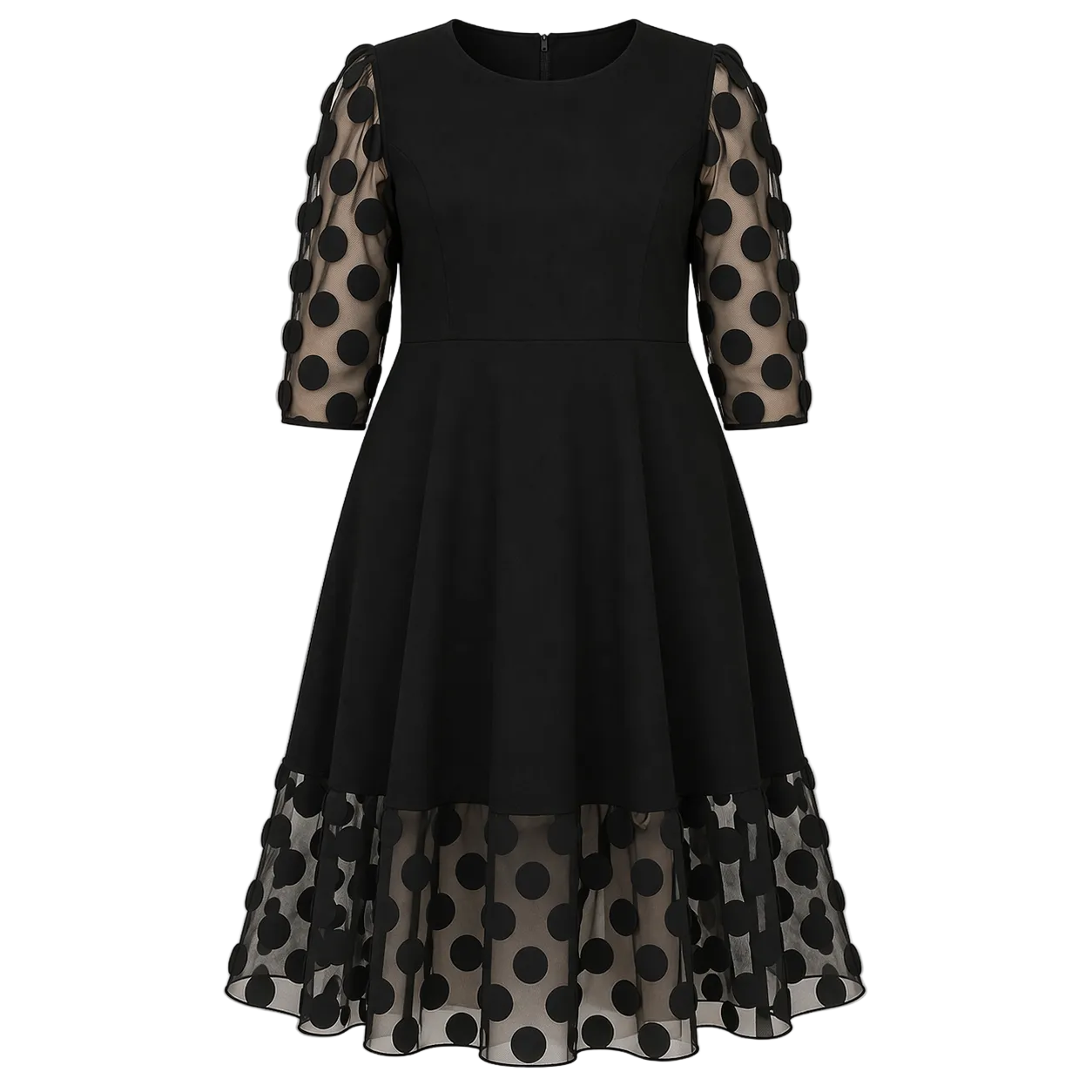 Plus Size Dress Women's Polka Dot Flared Fit Casual Modern Style