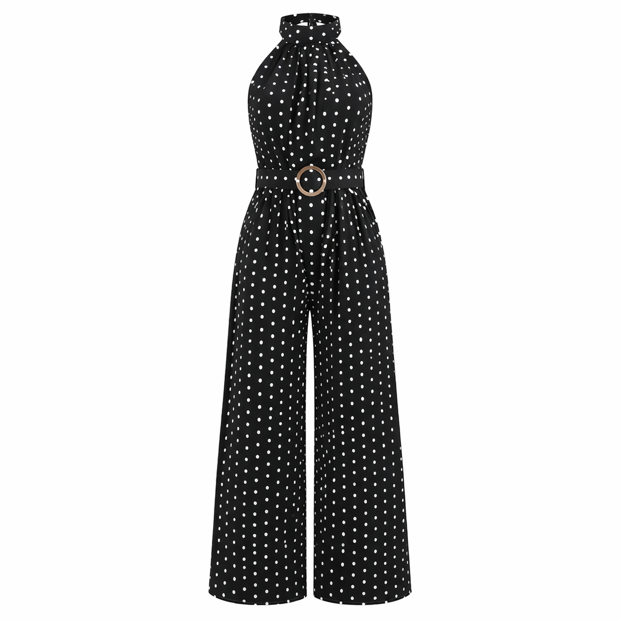 Polka Dot Jumpsuit | Women's Belted, Flowy Fit | Chic Summer Style