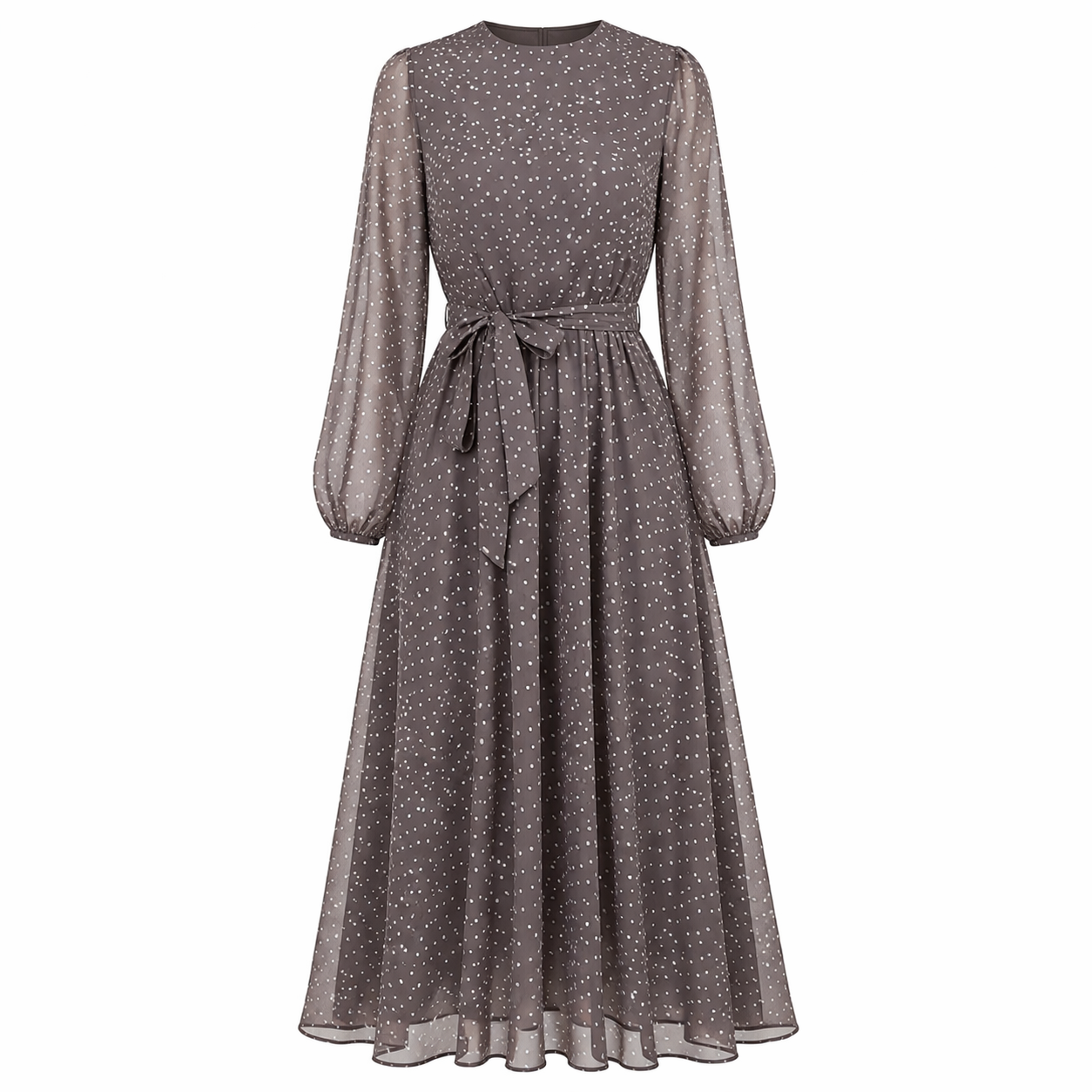 Midi Dress Women's Polka Dot Elegant Flowy Style