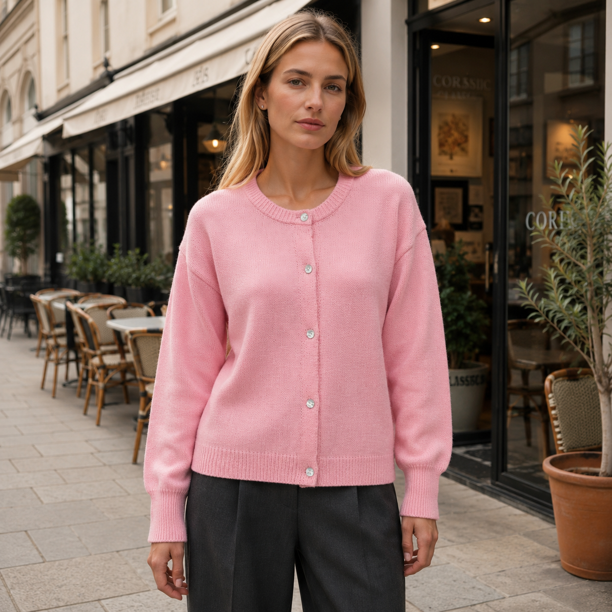 Women's Knit Cardigan | Elegant Button Front, Round Neck