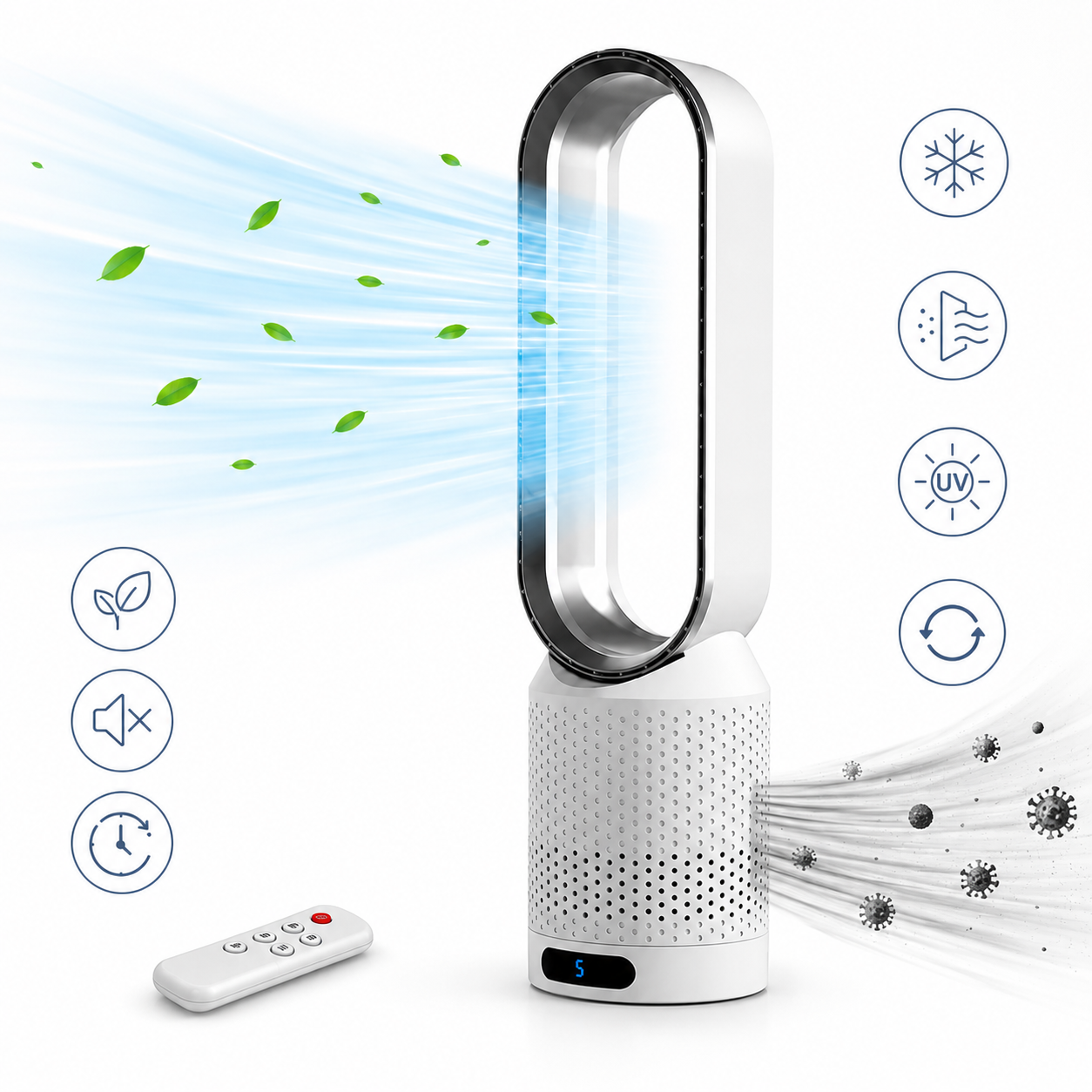 Portable air purifier | HEPA filter, charcoal filter | Bladeless fan