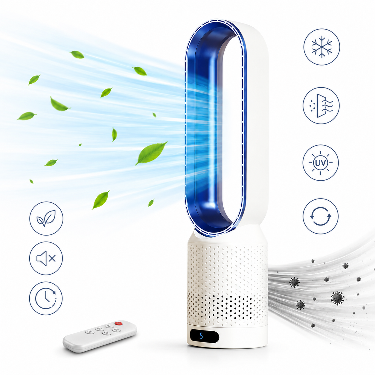 Portable air purifier | HEPA filter, charcoal filter | Bladeless fan